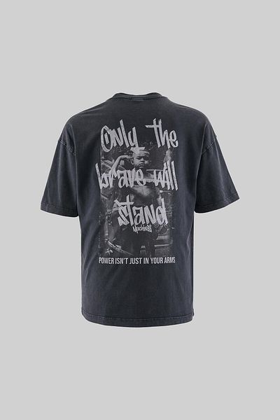 Machinist Slogan and Photo Printed Washing Tee Black