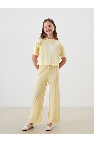 LC Waikiki Elastic Waist Textured Girl's Trousers