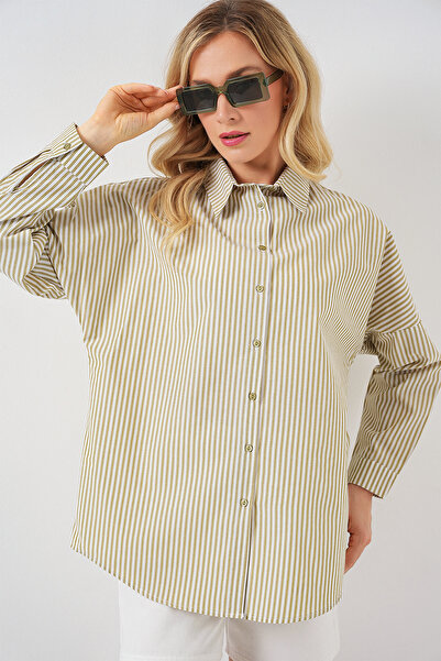 Bigdart Γυναικείο ριγέ πουκάμισο Oversize 20332 - Çağla