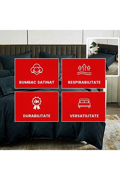 PATONE Bed linen Bumbat Satinat Baroque UNI, 6 pieces, double bed, black