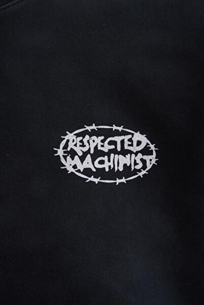 Machinist Ανδρικό μπλουζάκι με στάμπα και λογότυπο Washed oversized Μαύρο