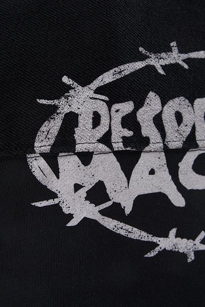 Machinist Men's Effected and Logo Printed Washed Oversize Black T-Shirt