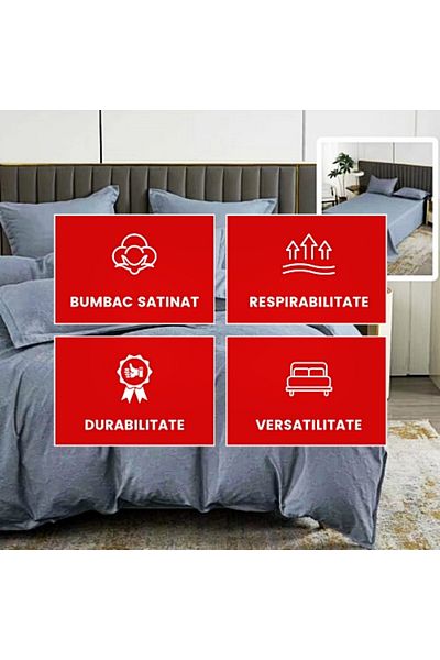 PATONE Bed linen Bumbat Satinat Baroque UNI, 6 pieces, double bed, anthracite