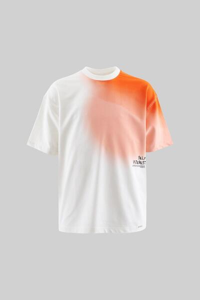 Machinist Ανδρικό μπλουζάκι με στάμπα ντεγκραντέ Oversize εκρού