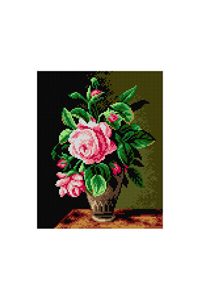 Orchidea Baskılı Goblen Vazoda Gül 2233 24*34 cm