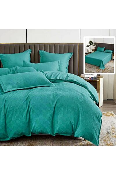 PATONE Bed linen Bumbat Satinat Baroque UNI, 6 pieces, double bed, turquoise