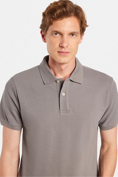 Tudors Men's Slim Fit Slim Fit 100% Cotton Gray Polo Neck T-Shirt