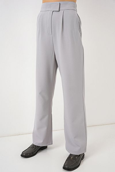 Bigdart 6612 High Waist Fabric Trousers - Gray