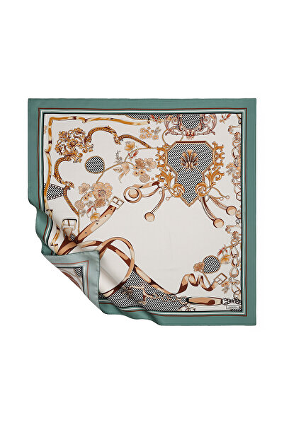 ipekevi Eșarfă de mătase albă cu mentol 1353