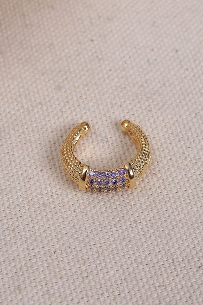 Süspüs Accessories Lilac Zircon Stone Gold Color Single Compression Cartilage Earring