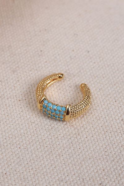 Süspüs Accessories Turquoise Zircon Stone Gold Color Single Compression Cartilage Earring