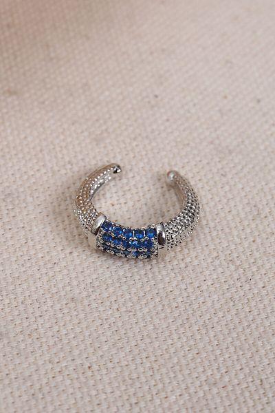 Süspüs Accessories Navy Blue Zircon Stone Silver Color Single Compression Cartilage Earring