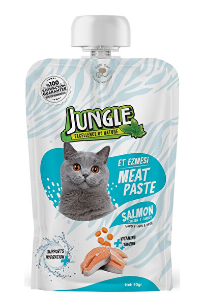 Jungle 90 gr Meat Paste - Et Ezmesi Kedi Taze Somonlu & Tavuklu 10'lu