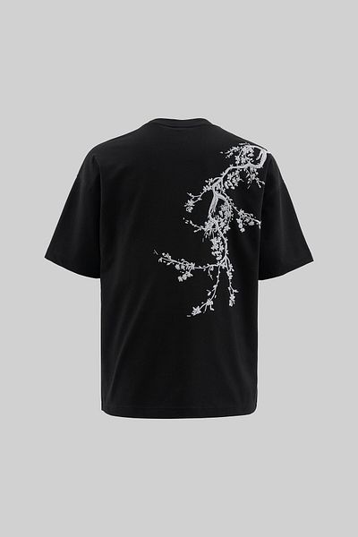 Machinist Men's Floral 3D Printed Oversize Black T-Shirt