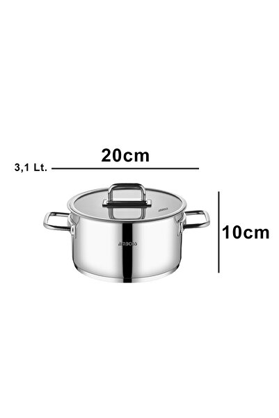 Amboss Nova Stainless Steel Deep Pot with Glass Lid 20X10 cm