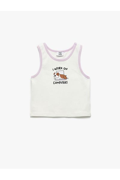 Koton New Season Dog Printed Crew Neck Sleeveless Cotton Undershirt
