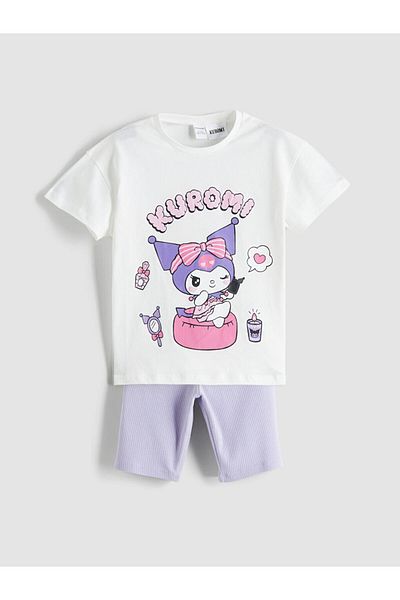 LC Waikiki Ecru Kuromi Printed Baby Girl T-Shirt and Leggings 2-Piece