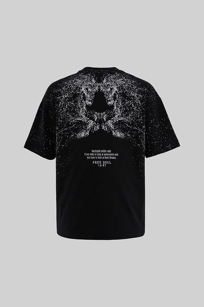 Machinist Men's Free Soul Glowing Printed Oversize Black T-Shirt