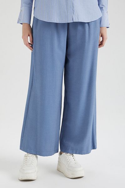 Armine Pantaloni albaștri de vară cu talie elastică Trend