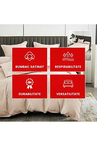 PATONE Bed linen Bumbat Satinat Baroque UNI, 6 pieces, double bed, beige