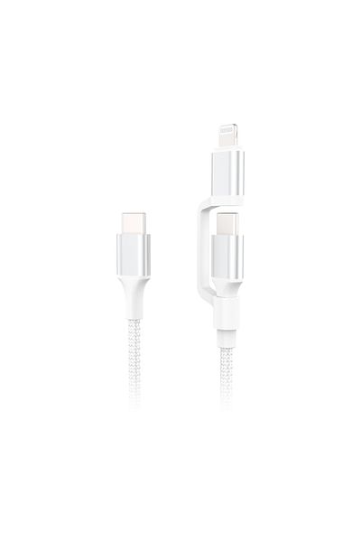 Cellara DATA CABLE CELLARA TEXTILE 2 IN 1 TYPE/LIGHTNING 60W - WHITE