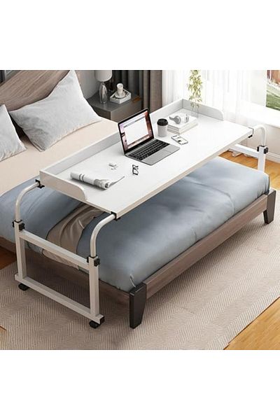 Generic Overbed Table with Wheels, Adjustable Laptop Desk, Mobile Standing Laptop Table, Queen Size Mobile C