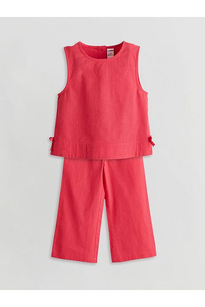 LC Waikiki Linen Blend Girl's Blouse and Pants 2 Pcs