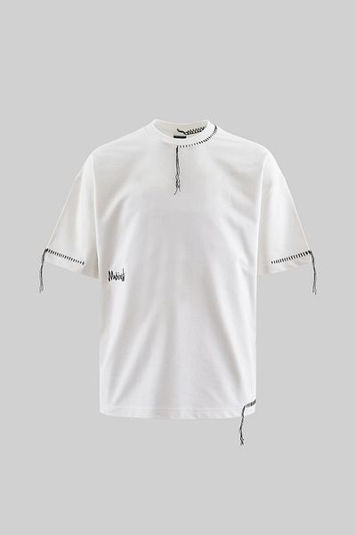 Machinist Men's Blanket Stitch Oversize Ecru T-Shirt