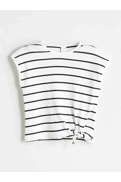 LC Waikiki Navy Blue Striped Girl's Blouse and Leggings 2-Pack