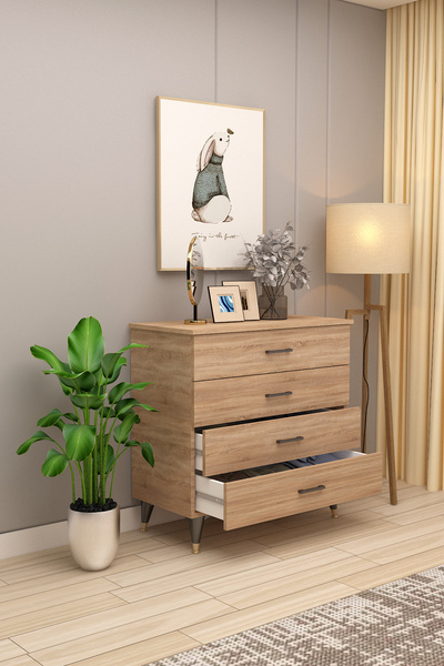 asratrend %100 MDFLAM 4 ÇEKMECELİ ŞİFONYER 90cm