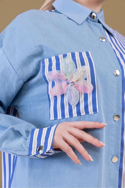 ELONİ Πουκάμισο με ρίγες με λουλουδάτο σχέδιο CEPDE