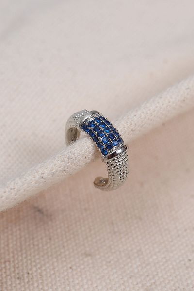 Süspüs Accessories Navy Blue Zircon Stone Silver Color Single Compression Cartilage Earring