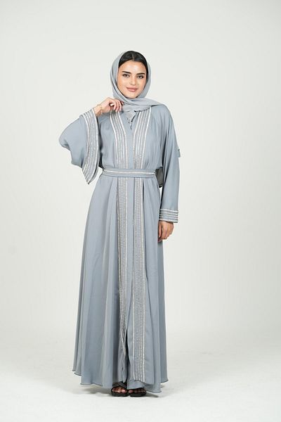 al bent al sharqieh Belted Detailed Abaya with shawl
