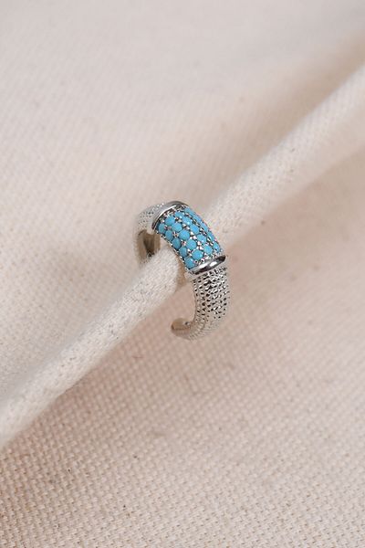 Süspüs Accessories Turquoise Zircon Stone Silver Color Single Compression Cartilage Earring