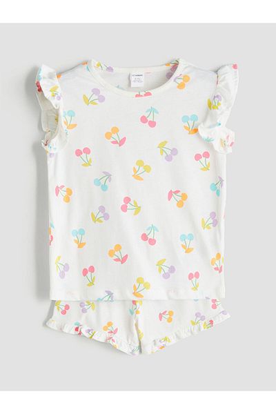 LC Waikiki Tricou și pantaloni scurți pentru fete cu imprimeu LCW, pachet de 2