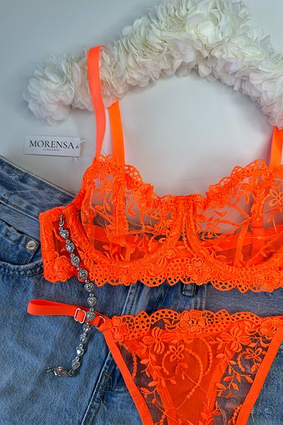 Morensa Set de lenjerie sutien cu sârmă florală portocaliu