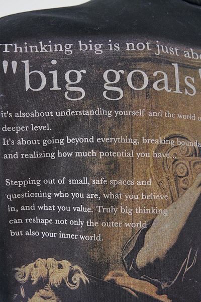 Machinist Big Goals Slogan Printed Washing Tee Black