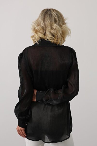 Silerra eyesof Μακρυμάνικο πουκάμισο με λουράκι μέσης - Μαύρο