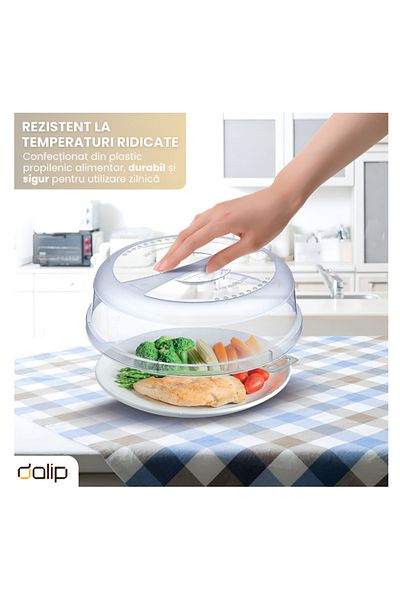 ONSG Capac pentru Cuptor cu Microunde, Protector, 24 cm x 7.5 cm, Fara BPA, Reutilizabil, Alb Transparent