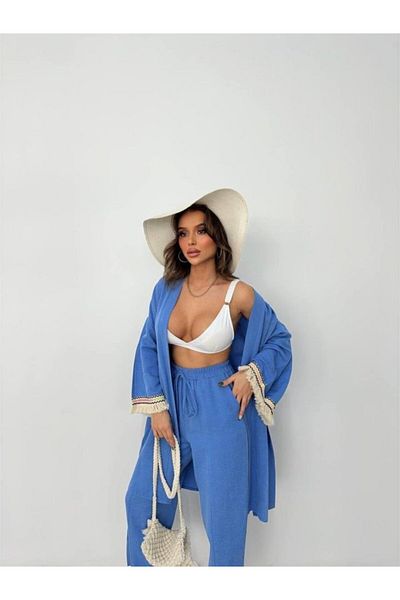 Marka Kolucu Tassel Kimono Set - Blue
