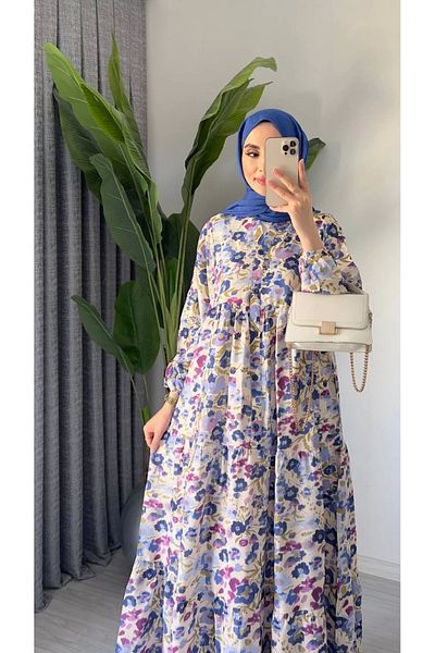 DEFNECE BUTİK Rana Floral Dress - Purple