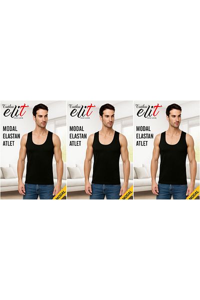 Tutku 3 Pcs Passion Men's Modal T-Shirt Black Color Good Quality