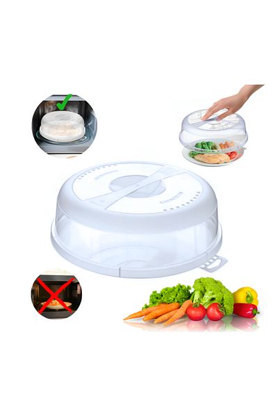 ONSG Capac pentru Cuptor cu Microunde, Protector, 24 cm x 7.5 cm, Fara BPA, Reutilizabil, Alb Transparent