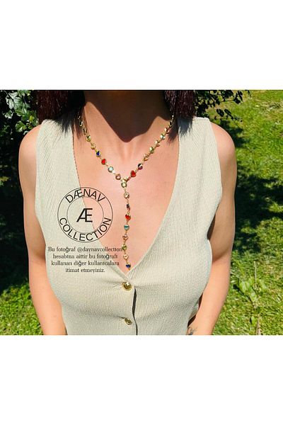 Daynav 70 cm Steel Gold Heart Y Necklace