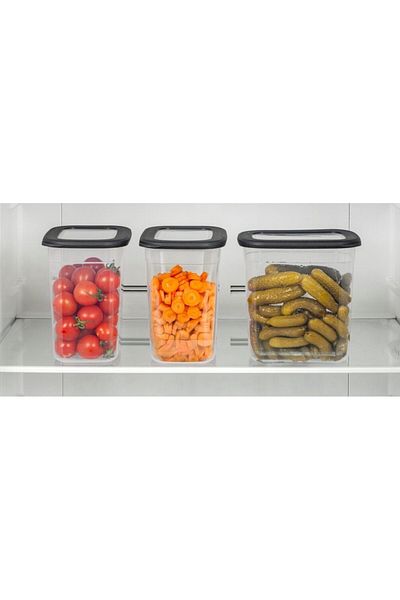CRALEX Set of 6 Food Storage Containers, CRALEX Tosca 2L, Stackable, BPA Free, Anthracite