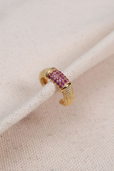 Süspüs Accessories Pink Zircon Stone Gold Color Single Compression Cartilage Earring