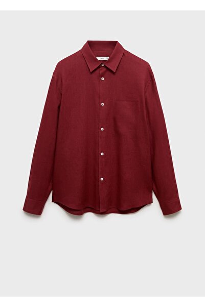 MANGO Man Cepli %100 keten gömlek