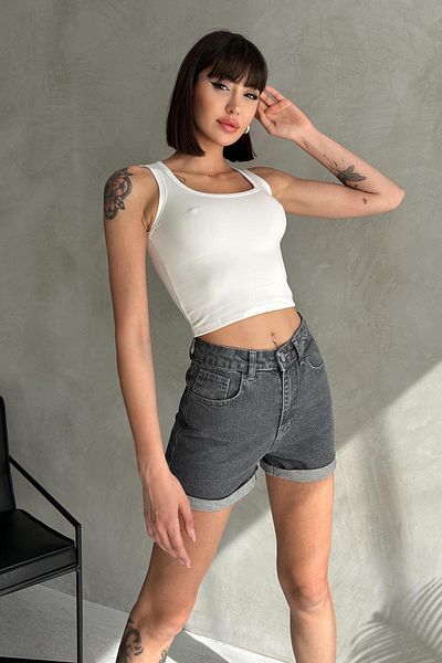 ZAROLİ Double Leg Short Straight Denim Shorts