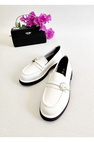 Of&Off Women's Genuine Leather Patent Leather Casual Shoes