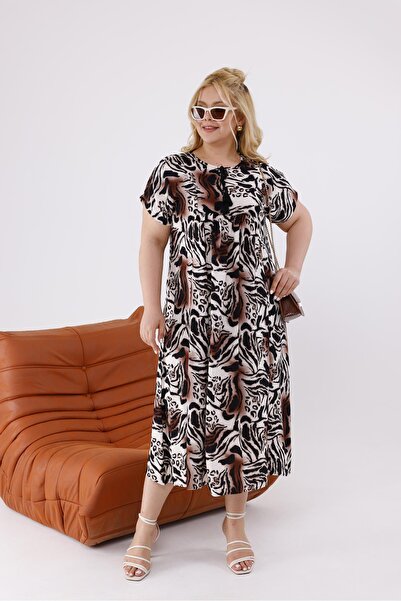 Siyezen Φόρεμα από βαμβάκι και βισκόζη με δαντέλα και λεπτομέρειες, σε μεγάλο...